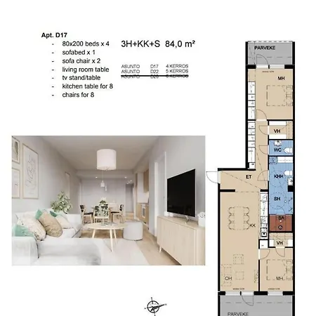 Spacious 2bdr With Private Sauna ロヴァニエミ